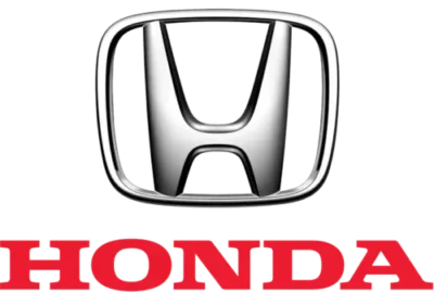 Honda logo emblem with silver H and red Honda text